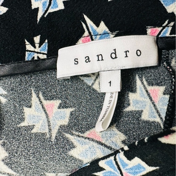 Sandro Skirt Mini Dainty Black Pink Blue Geometric Casual Twee 1 Small - Picture 5 of 6